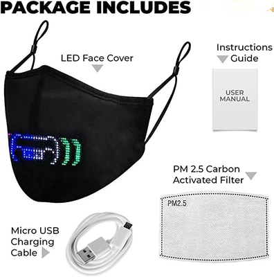 재충전이 가능한 파티 페스티벌 프로그램 가능한 주도하는 면 마스크 블루투스 App 통제된 USB