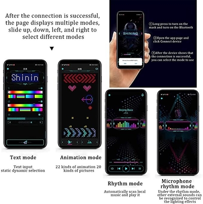 프로그램 가능한 DIY 텍스트 패턴 블루투스는 모자 App 마술 디스플레이 led 모자 제어를 이끌었습니다